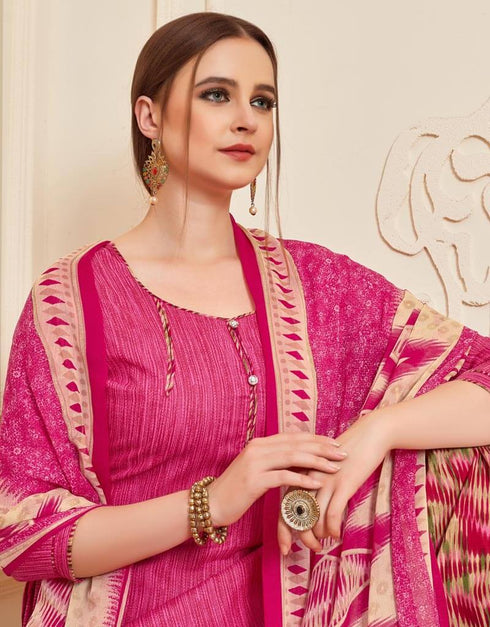 Pink Cotton Patiyala Suit