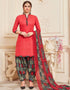 Light Red Cotton Patiyala Suit