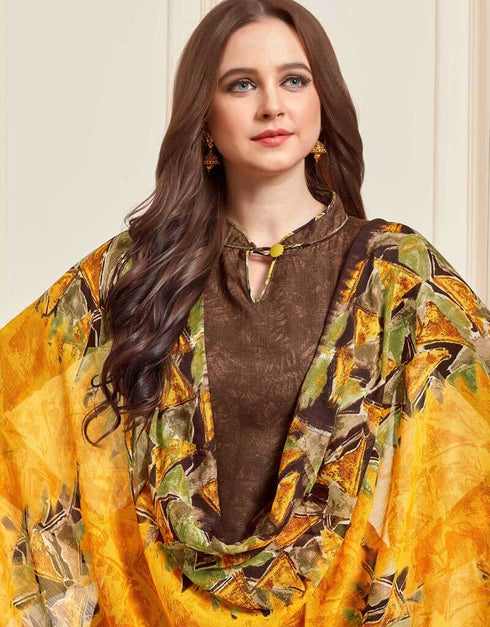 Brown Cotton Patiyala Suit