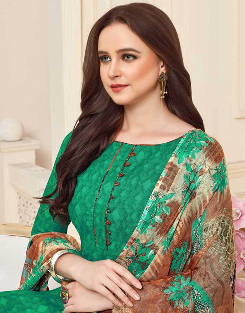 Sea Green Cotton Patiyala Suit