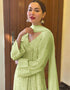 Green Pant style Suit Faux Georgette Salwar Kameez in Embroidery & Lace Work Closure View
