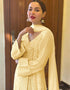 Yellow Pant style Suit Faux Georgette Salwar Kameez in Embroidery & Lace Work Closure View