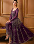 Purple Pant style Suit Butterfly Net Salwar Kameez in Cording Embroidery & Lace Work Closure View