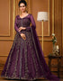 Purple Pant style Suit Butterfly Net Salwar Kameez in Cording Embroidery & Lace Work