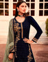 Navy Blue Chudidar style Suit Semi-Stitched Suits Salwar Kameez in Embroidery, Stones & Lace Work Closure View