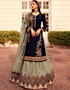 Navy Blue Chudidar style Suit Semi-Stitched Suits Salwar Kameez in Embroidery, Stones & Lace Work