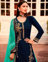 Blue Chudidar style Suit Semi-Stitched Suits Salwar Kameez in Embroidery, Stones & Lace Work Closure View