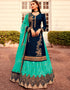 Blue Chudidar style Suit Semi-Stitched Suits Salwar Kameez in Embroidery, Stones & Lace Work