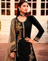 Black Chudidar style Suit Semi-Stitched Suits Salwar Kameez in Embroidery, Stones & Lace Work Closure View