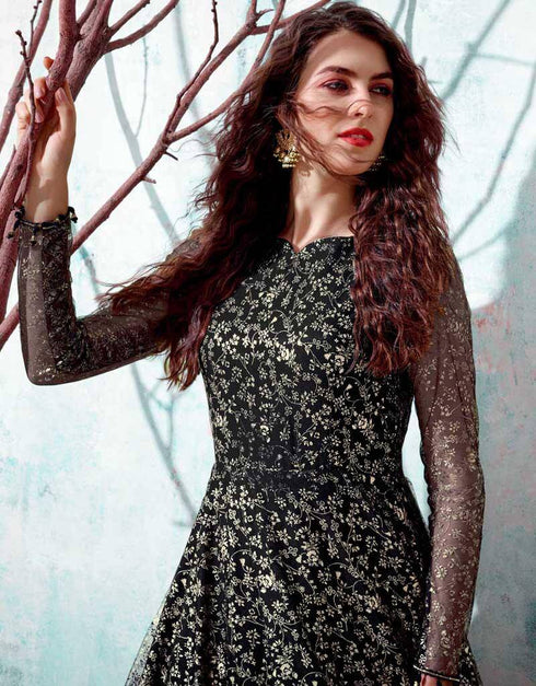 Black Net Anarkali Suit