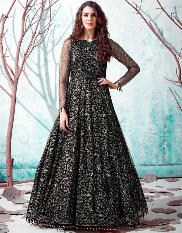 Black Net Anarkali Suit
