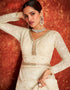 White Pant style Suit Real Georgette Salwar Kameez in Embroidery, Stone & Lace Work Closure View