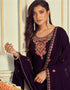 Purple Palazzo style Suit Faux Georgette Salwar Kameez in Embroidery, Sequins & Lace Work Closure View