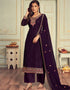 Purple Palazzo style Suit Faux Georgette Salwar Kameez in Embroidery, Sequins & Lace Work