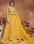 Butterfly Net Yellow Suit Suit Anarkali Bottom