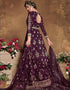 Butterfly Net Wine Suit Suit Anarkali Bottom