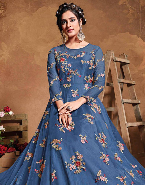 Butterfly Net Pigen Suit Suit Anarkali Bottom