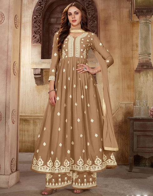 Coco Palazzo style Suit Faux Georgette Salwar Kameez in Sequins Embroidery & Lace Work Closure View