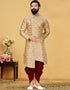 Beige Kurta Jacquard Silk Dhoti