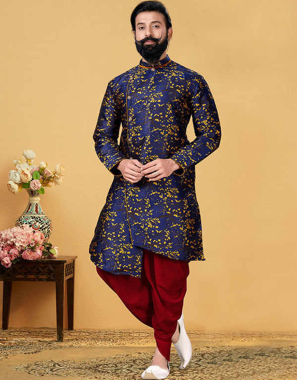 Blue Kurta Heavy Silk Dhoti