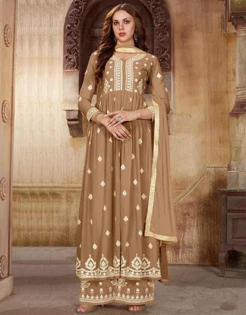 Coco Palazzo style Suit Faux Georgette Salwar Kameez in Sequins Embroidery & Lace Work