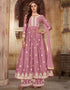 Lavender Palazzo style Suit Faux Georgette Salwar Kameez in Sequins Embroidery & Lace Work