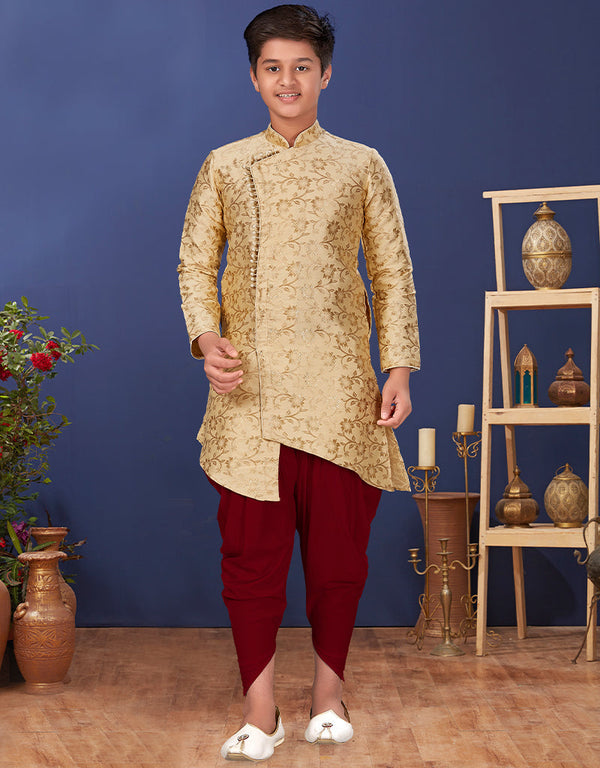 Beige Kurta Pajama Heavy Silk
