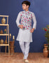 White Kurta Pajama Dhupion Silk Closure View