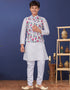 White Kurta Pajama Dhupion Silk