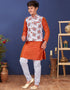 Orange Kurta Pajama Dhupion Silk Closure View
