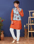 Orange Kurta Pajama Dhupion Silk Closure View
