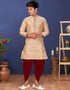 Cream Kurta Pajama Jacquard Silk Closure View