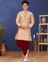 Cream Kurta Pajama Jacquard Silk