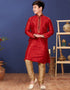 Red Kurta Pajama Mulberry Butti silk Closure View