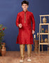 Red Kurta Pajama Mulberry Butti silk