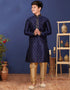 Navy Blue Kurta Pajama Mulberry Butti silk