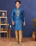 Blue Kurta Pajama Jacquard Silk
