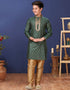 Green Kurta Pajama Jacquard Silk Closure View