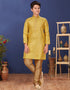 Yellow Kurta Pajama Jacquard Silk