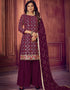 Pink Sharara style Salwar Kameez Faux Georgette Salwar Kameez in Embroidered, Sequins & Lace Work
