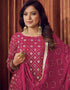 Rose Pink Sharara style Salwar Kameez Faux Georgette Salwar Kameez in Embroidered, Sequins & Lace Work Closure View