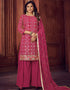 Rose Pink Sharara style Salwar Kameez Faux Georgette Salwar Kameez in Embroidered, Sequins & Lace Work
