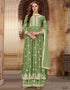 Olive Palazzo style Suit Faux Georgette Salwar Kameez in Sequins Embroidery & Lace Work Closure View