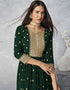 Green Sharara style Salwar Kameez Faux Georgette Salwar Kameez in Embroidered, Sequins & Lace Work Closure View
