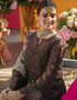 Brown Lehenga style Salwar Kameez Georgette Salwar Kameez in Embroidered, Stones & Lace Work Closure View