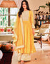 Yellow Sharara style Suits Georgette Salwar Kameez in Embroidery & Lace Work