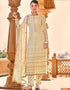 Beige Pant style Suits Pure Viscose Bamberg Georgette Salwar Kameez in Embroidery, Sequins & Lace Work