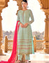 Cream Pant style Suits Pure Viscose Bamberg Georgette Salwar Kameez in Embroidery, Sequins & Lace Work
