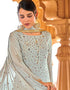 White Pant style Suits Pure Viscose Bamberg Georgette Salwar Kameez in Embroidery, Sequins & Lace Work Closure View