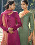 Pink Pant style Suit Pure Jam Satin Salwar Kameez in Embroidery, Digital Print & Lace Work Closure View
